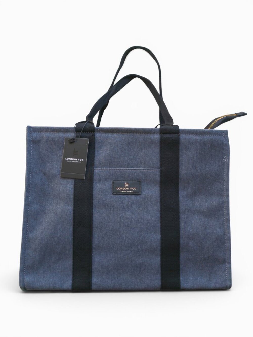 London Fog 100th Anniversary Canvas Tote – NWT – Denim Gray/Black